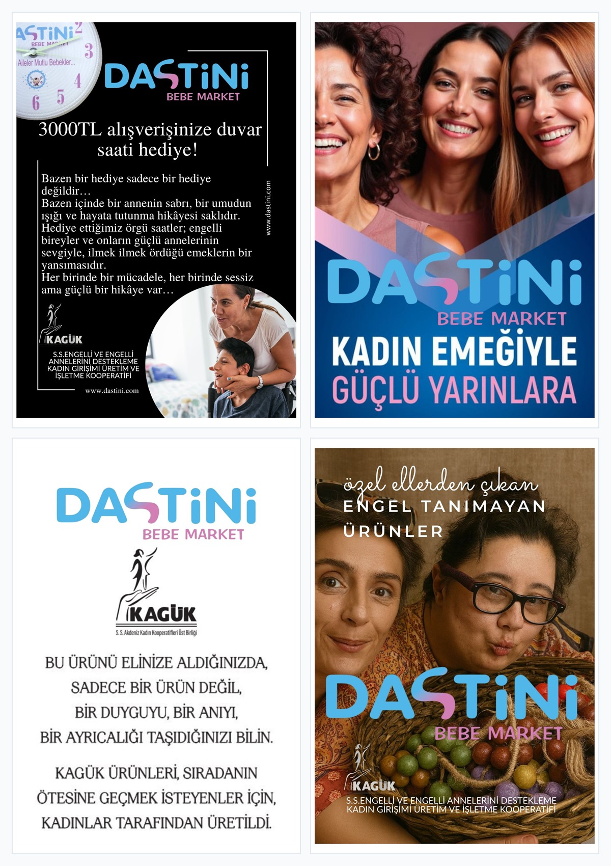Dastini ve KAGÜK kadın emeğine destek projesine ait dört iletişim görseli